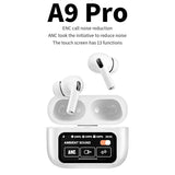 New A9 Pro Earphones Wireless Bluetooth 5.4 Headset ANC Noise Reduction HD Mic Call Earbuds LED Touch Screen Control Headphones