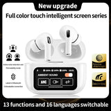 New A9 Pro Earphones Wireless Bluetooth 5.4 Headset ANC Noise Reduction HD Mic Call Earbuds LED Touch Screen Control Headphones