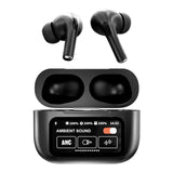 New A9 Pro Earphones Wireless Bluetooth 5.4 Headset ANC Noise Reduction HD Mic Call Earbuds LED Touch Screen Control Headphones