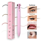 Eye Shadowliner Combination 4 In 1 Makeup Pen Multifunctional Cosmetics Ballpoint Pens Waterproof Eyeliner Eyebrow Pencil Longlasting Highlighter Stick