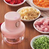 250ml Pink Usb Wireless Electric Garlic Masher Sturdy Press Mincer Vegetable Chili Meat Grinder Food Chopper Kitchen Tools